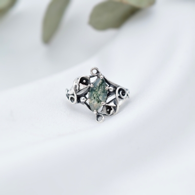 Pierścionek z Agatem Mszystym